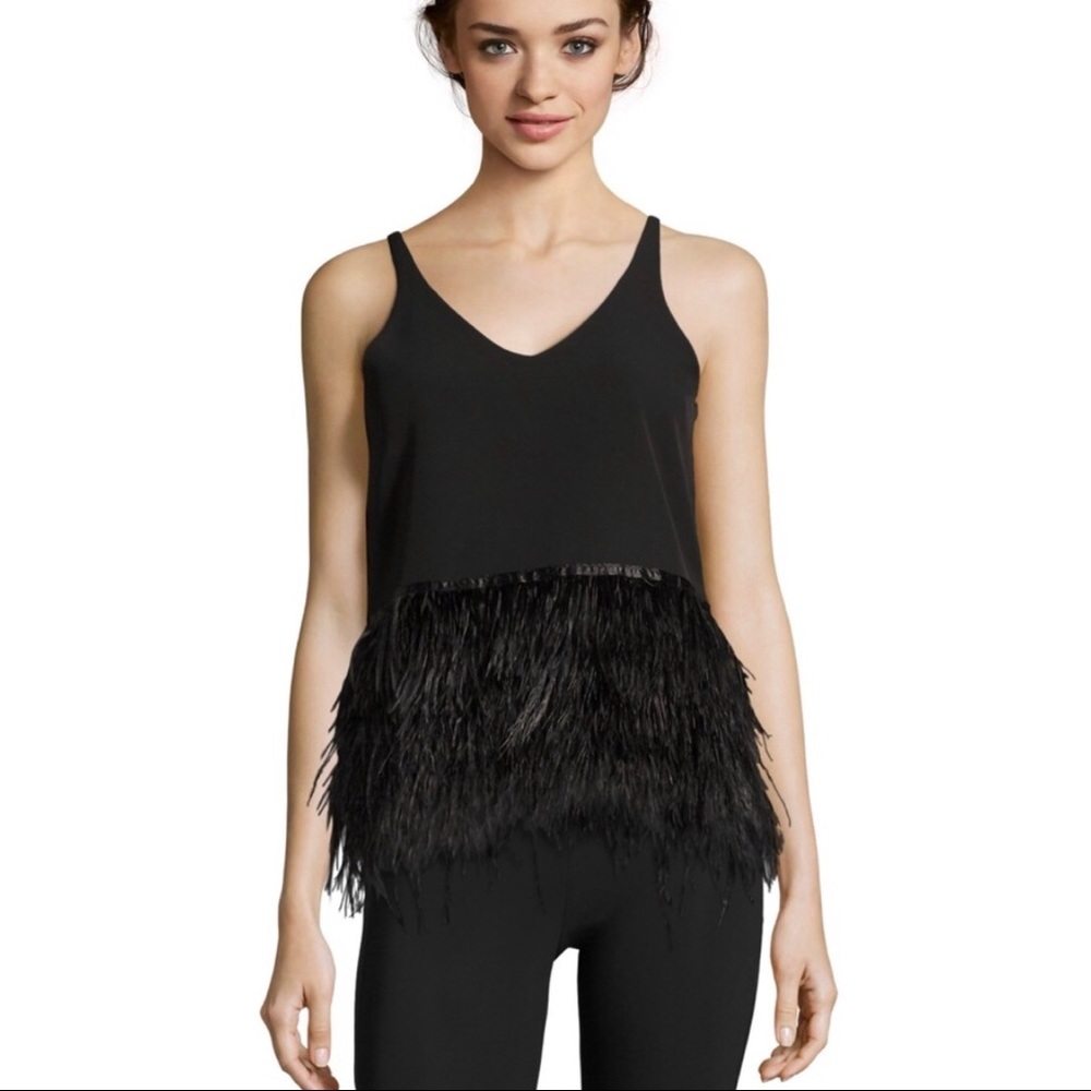 Romeo & Juliet Couture Feathered V-Neck Top